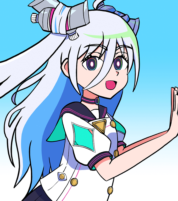 絵藍ミツアが右側に手をついてこちらを見ているイラスト