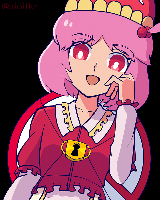 河城みとりが左手を頬に当ててこちらを見ているイラスト