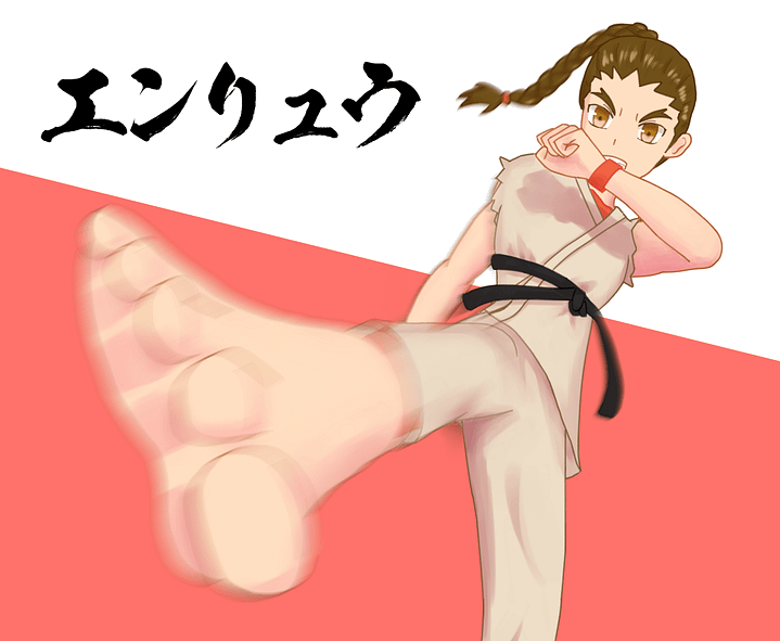 ツクール2000RTPの格闘家エンリュウが回し蹴りをしている