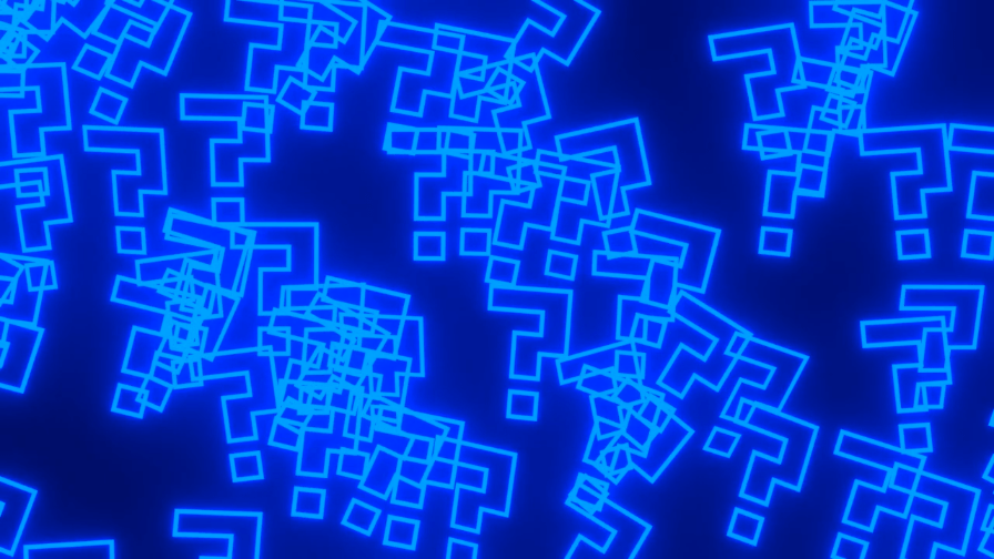 青く発光するハテナマークが大量に映っている画像